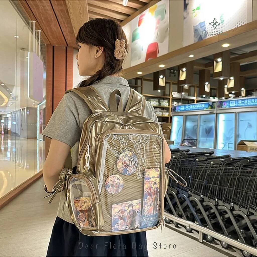 New Y2K Fashion Ita Backpack Students Large Capacity Knapsack Cute Girl Transparent DIY Display Rucksack Trendy Travel Schoolbag