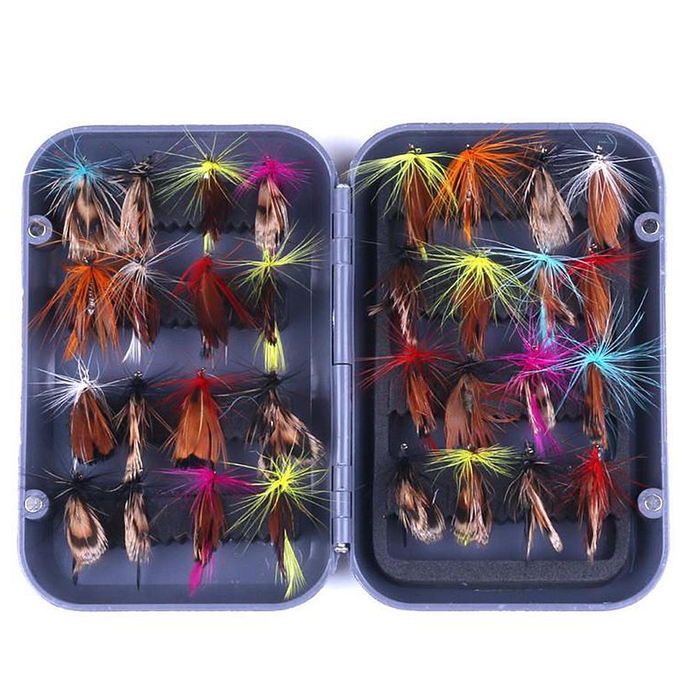 32Pcs Vivid Dry Fly Hooks Fishing Baits Trout Salmon Dry Flies Fish Hook Lures
