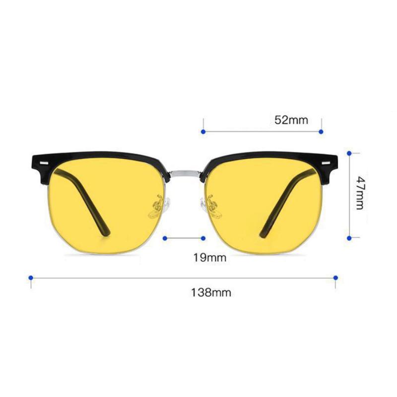 Retro Rivet Square Photochromic Semi-Rimless Women Men Eyeglasses Ultraviolet-proof Night Vision Goggles Men Glasses