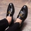 2026 Outdoor Lightweight Solid-color Men's Loafers  Patent Leather Fringed Metal Buckle Fashionable Business Casual Formal Shoes