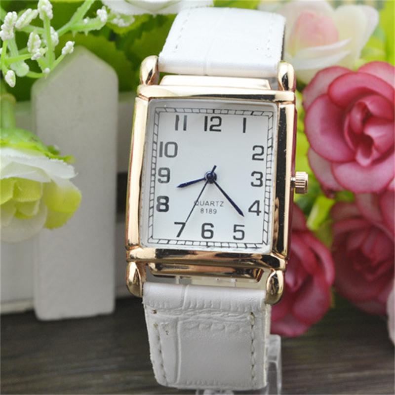 Модные женские квадратные кожаные часы, элегантные деловые деловые часы, простые кварцевые аналоговые наручные часы белый