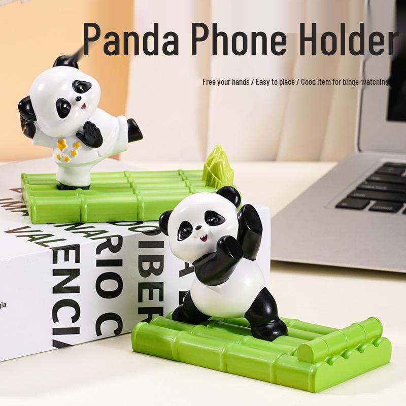 Kung Fu Panda Phone & Tablet Holder: Creative Resin Desktop Stand & Ornament