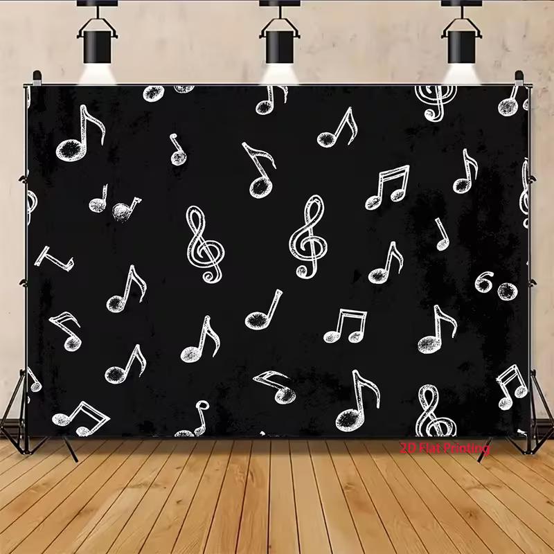 Chalk Drawn Music Notes Backdrop Blackboard Treble Clef Studio Background