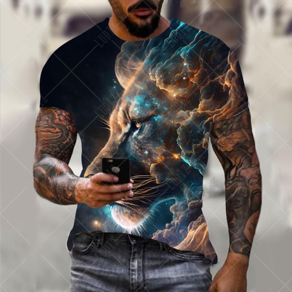 Men's Lion T-shirt Fashion 3d Printed T Shirt Animal Pattern Short-sleeved Oversized Streetwear Tees Summer Casual Men's Tops