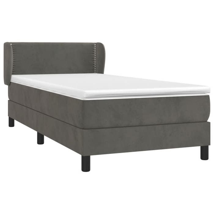 Maison Exclusive - Sommier à lattes de lit et matelas Gris foncé 90x190 cm Velours