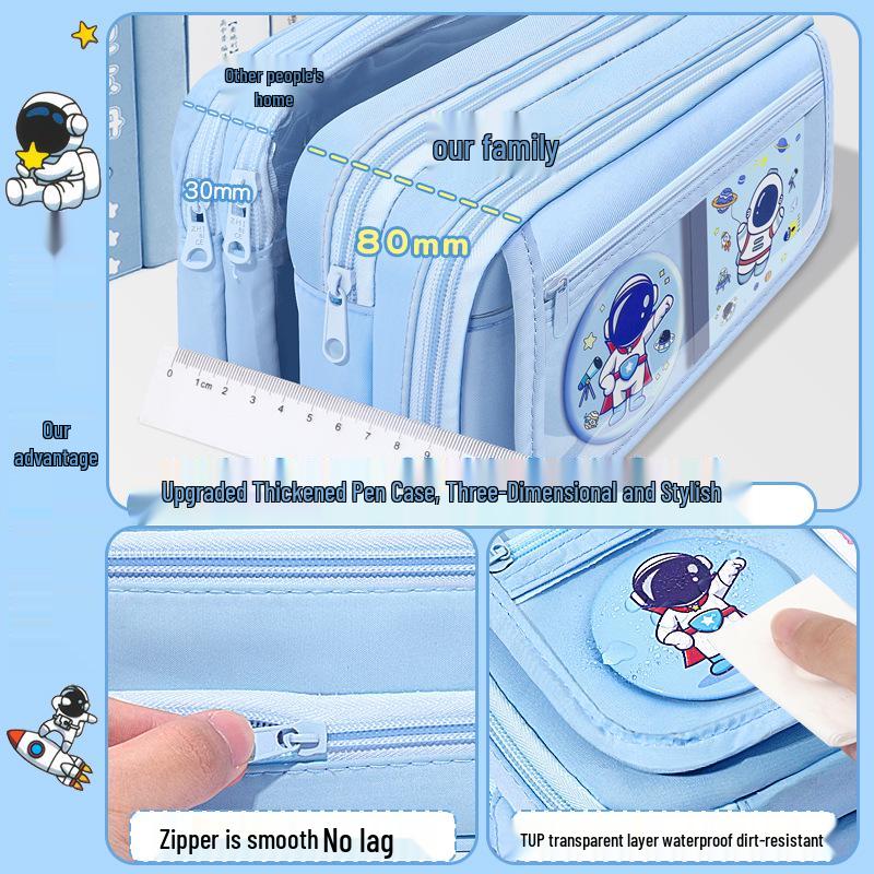 2025 Astronaut XL Blue Pencil Case: Multi-functional Stationery Box for Primary School Boys