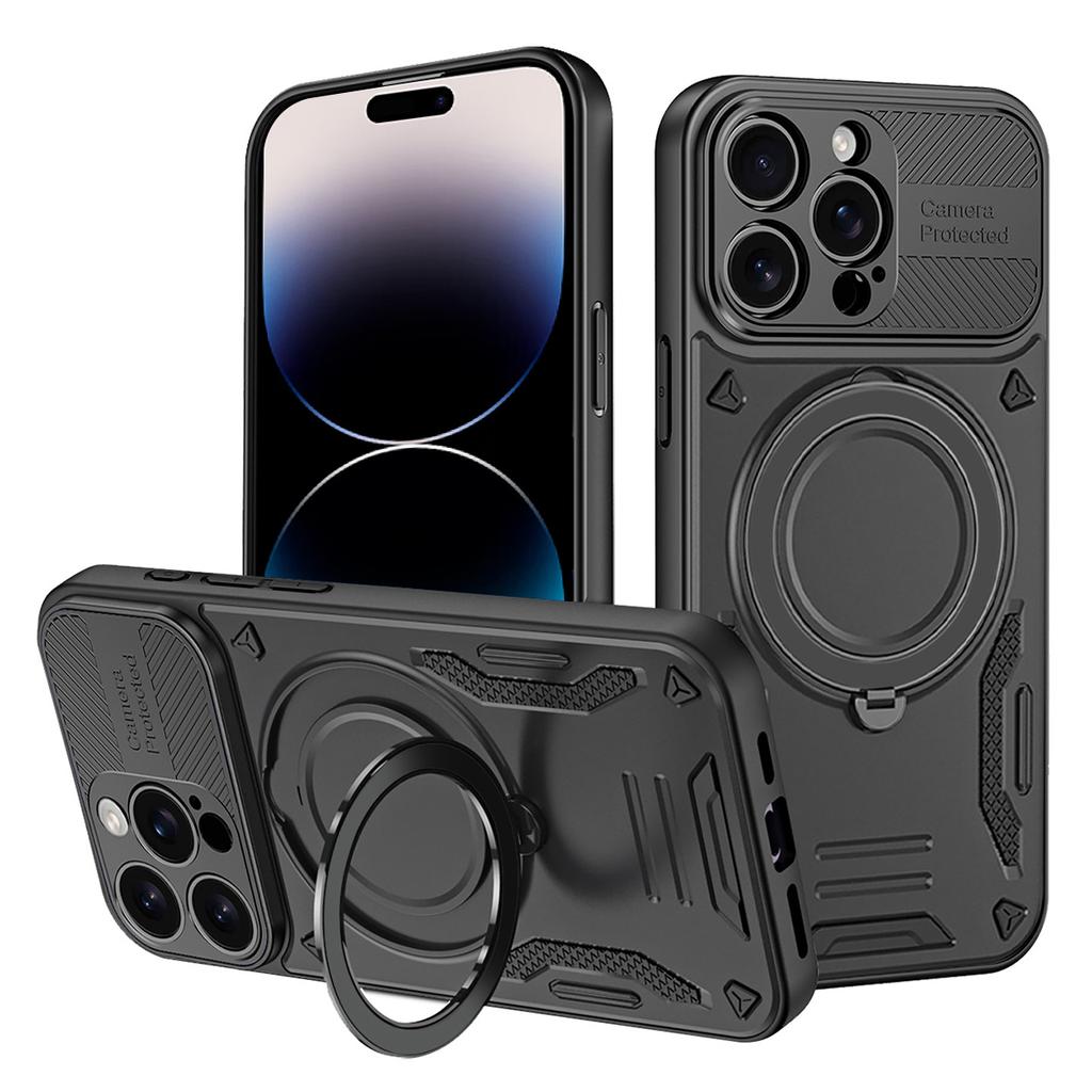 For iPhone 14 Pro Max Case Compatible with MagSafe Shockproof TPU + PC Phone Back Cover with Kickstand