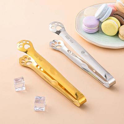 1Pcs Non Slip Cat Paw Shape Ice Tongs 304 Stainless Steel Kitchen Tongs BBQ Food Clip Cube Sugar Clamp Kitchen Gadgets