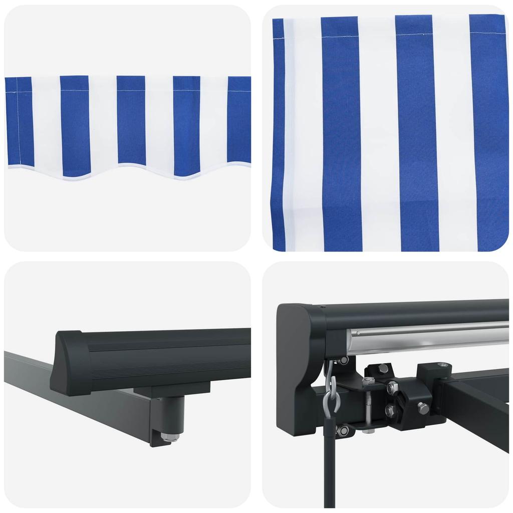 Retractable Awning Frame Blue and White 450 X 300 Cm