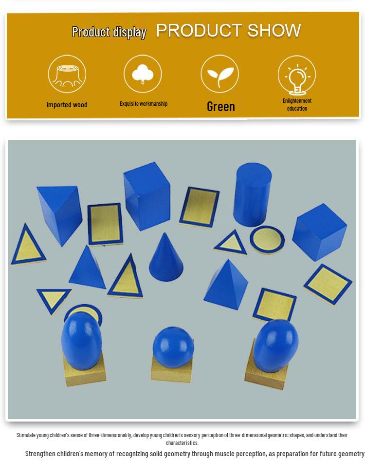 Geometric Solids & Shapes Montessori Educational Kit for Early Learning