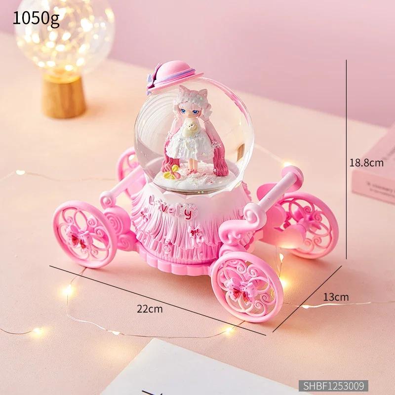 

Изысканная карета принцессы мечты для маленькой девочки, музыкальная шкатулка в виде хрустального шара, плавающая снежная музыкальная шкатулка, поделки, детский подарок на день рождения