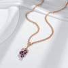 Shiny Purple Natural Zircon Crystal Flower Pendant Necklace For Women Trend  Rose Gold Color Fine Daily Jewelry
