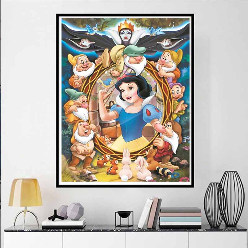 Disney Diamond Painting Snow White and The Seven Dwarfs Magic Mirror Creative Illustration 5D Diamond Painting ArtEmbroideryCrossStitch RoomDecoration
