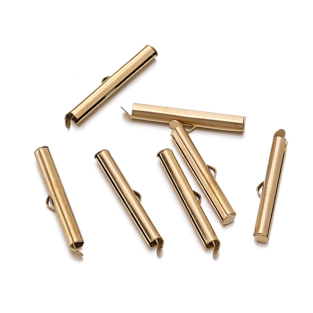 10pcs/lot Fastener Tube Crimp End Caps Slider Clasp Bracelet Buckles for DIY Connectors Loom Jewelry Making Findings Accessories