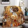 Symbolist Painter Gustav Klimt Throw Lightweight 240g Flannel Blanket Soft Skin-friendly for Summer Cooling