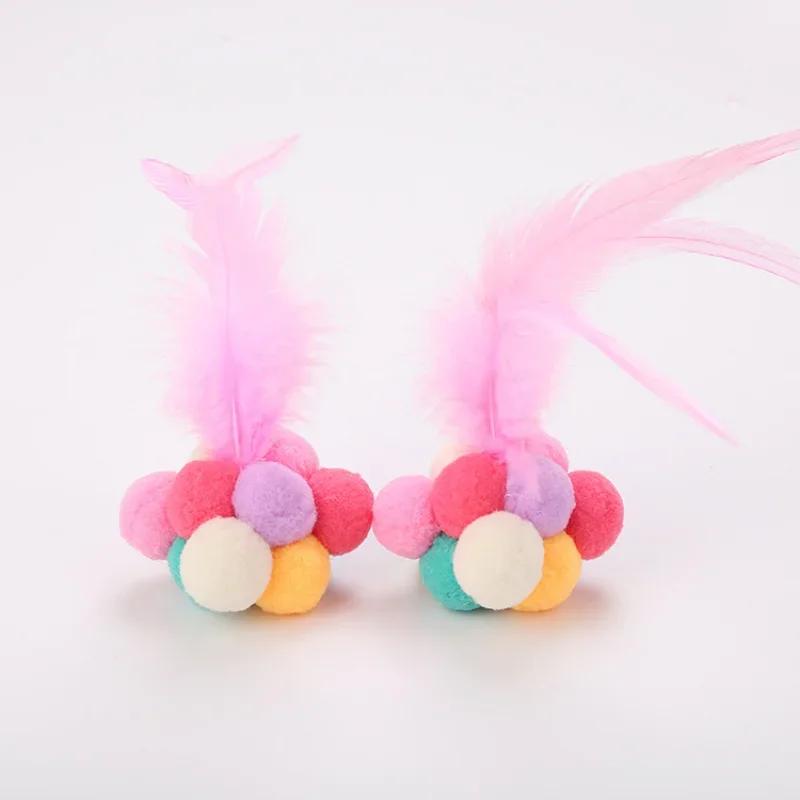 

Cat Bell Creative Supplies Chew Cat Cat Cute Plush Toys 1Pc Pet Fashion Toy Feather Funny Faux Legendog Toy Ball белый