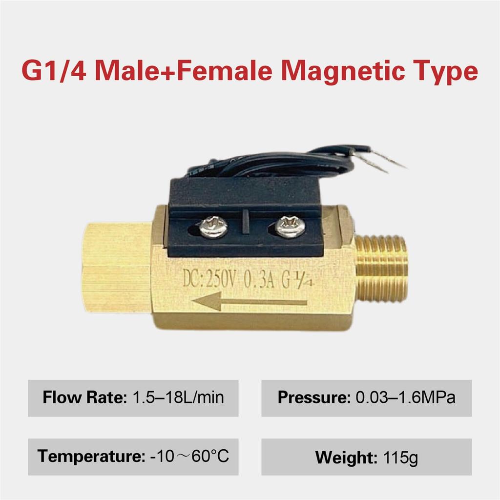 Brass Flow Switch Flow Meter Flowmeter 1.5‑3L/min G1/4 G1/2 Low Flow Water Normally Open Magnetic Spring Sensor Industrial