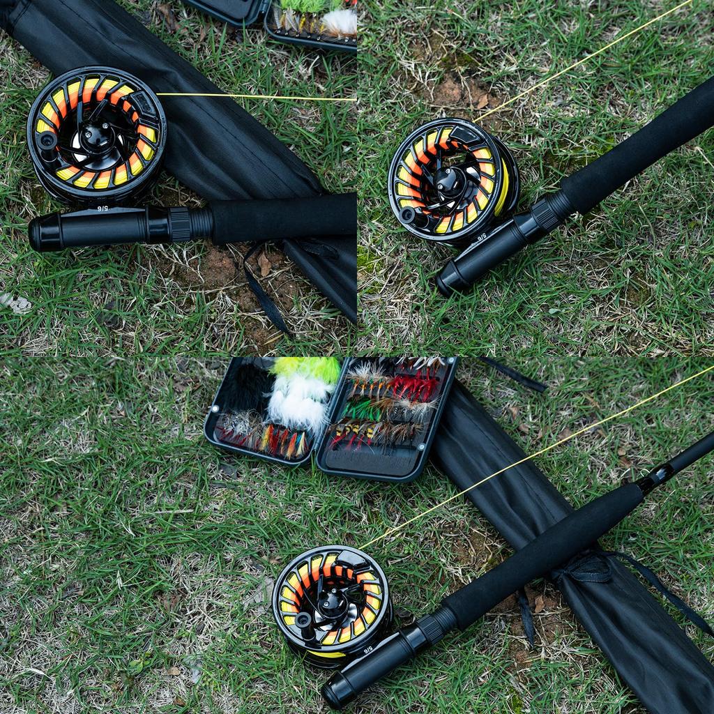 Goture Fly Reel Spool with Fly Reel Lightweight Interchangeable Left and for Smelt Fishing and Hechi Black Line, 5/6" Parts, Aluminum,