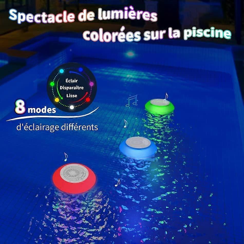 Portable Bluetooth Speaker Waterproof Wireless Shower Speaker High Stereo LED Light Powerful Suction Cup, Stereo, Radio, Pool Speaker