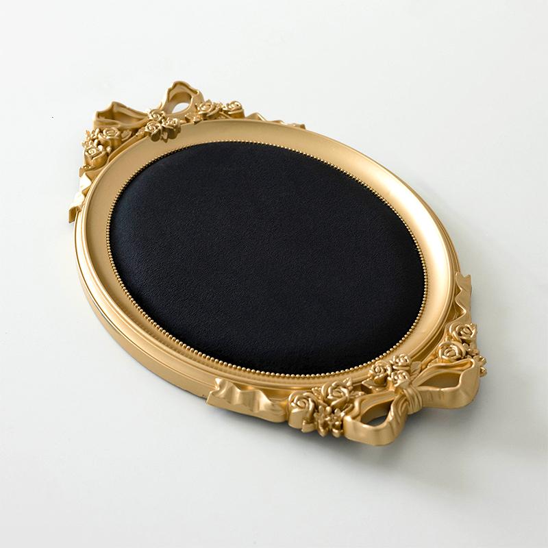 1PC Ornament Showcase with Gold Edging Flannel Photo Frame Antique Velvet Lined Shadow Box Classic Craft Storage Box 39x25cm