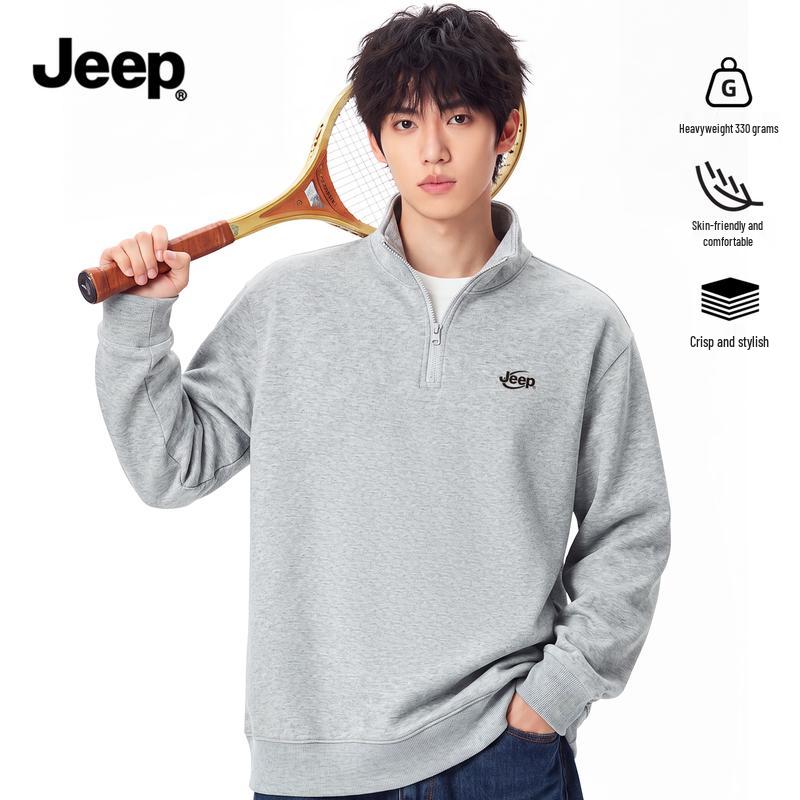 JEEP Men's Stand-Collar Heavyweight Long-Sleeve Sweatshirt