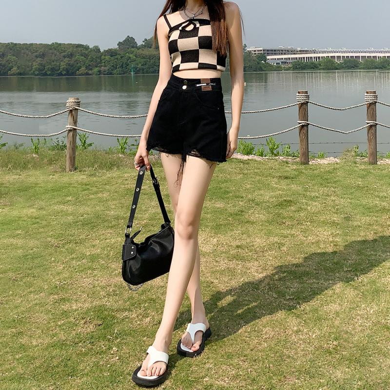 American Simple Denim Shorts for Women Summer Fashion High Waist Slim Wide Legs Loose Casual A-line Dancing Cycling Shorts Y2K