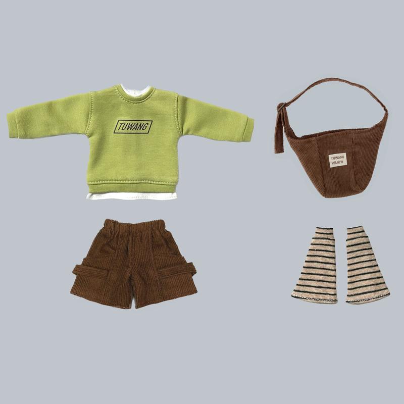 New Arrival Blythe Clothes Fashion Sweater Corduroy Shorts Crossbody Bag Caps Casual Set for Blyth OB24 Pullip 1/6 Doll Outfit