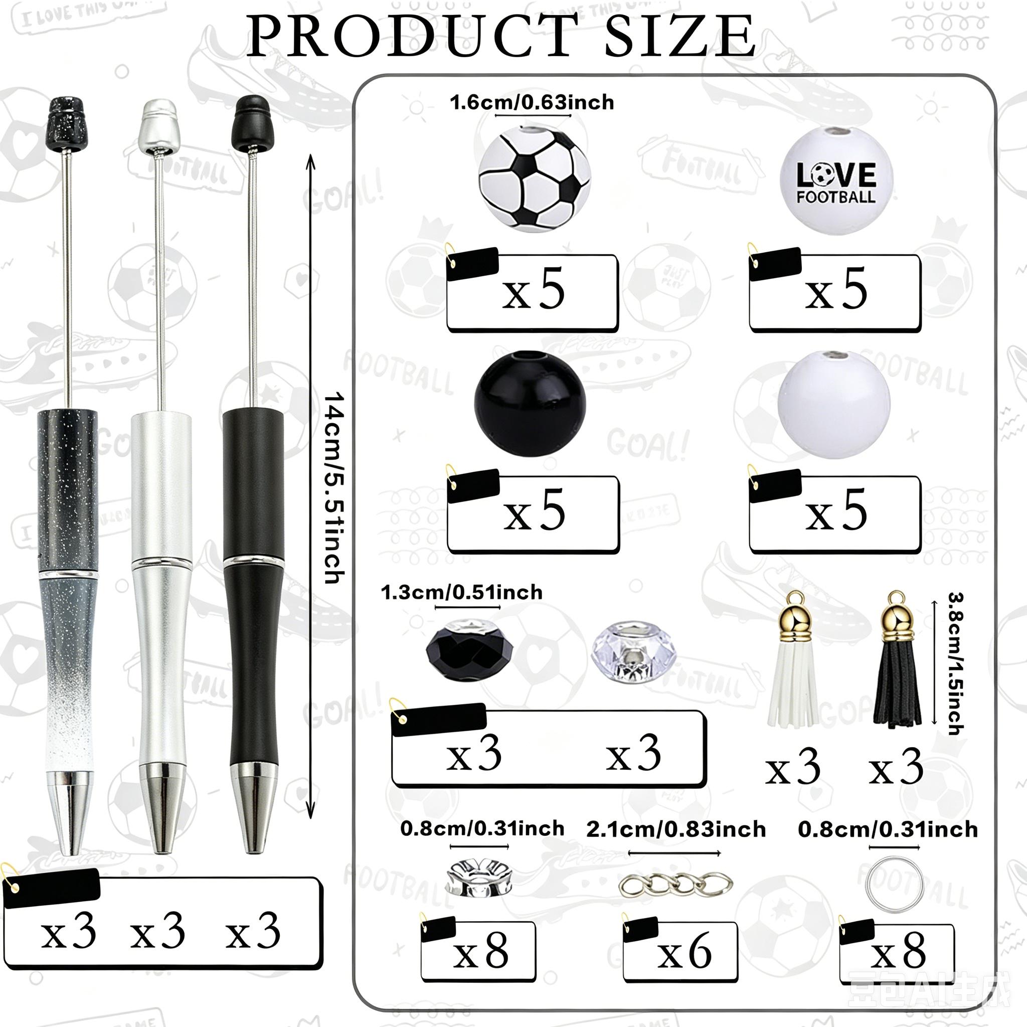 Creative Football Tassel Beaded Pen Sports Colorful Butterfly Sunflower Theme DIY Beaded Pen Ballpoint Pen Set Stationery Event