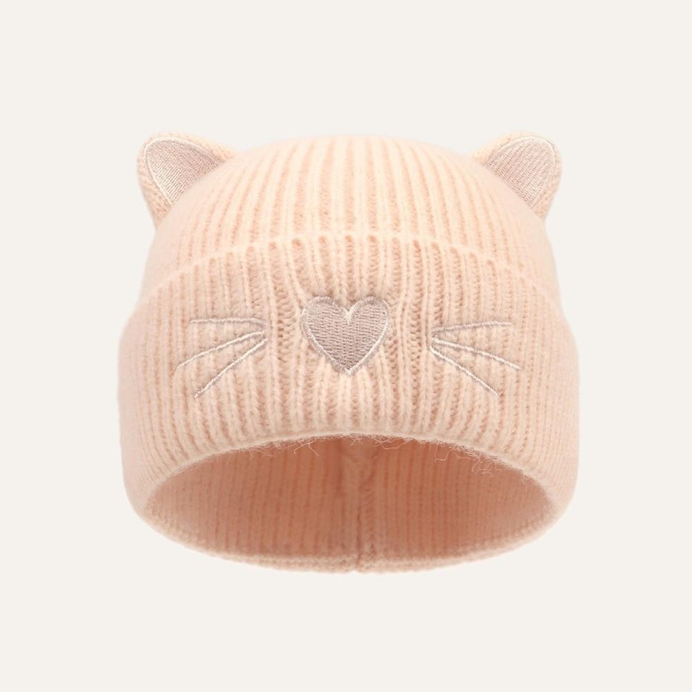 Soft Warm Winter Cap Cat Ear Embroidered Bonnet Casual Casual Knit Cap Autumn Winter