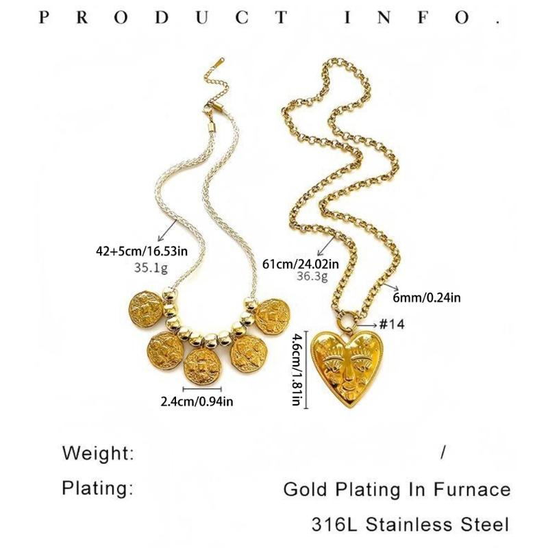 Stylish Heart/Round Pendant Necklace With Long Chain Simple Yet Stylish Accessory For Casual Or Formal Outfits