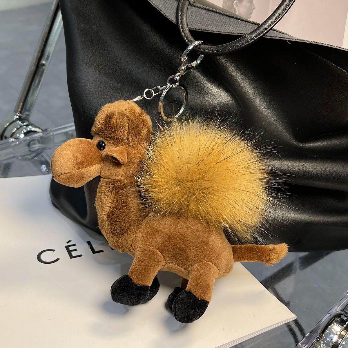 

luxury Furry camel keychain cute bag pendant plush doll car key chain Key ring accessories cute items