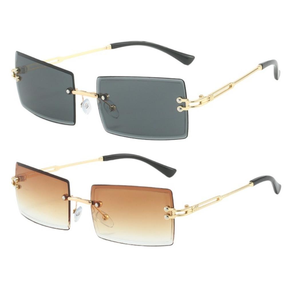 Gradient Lens Rimless Sunglasses for Men and Women Beach Eyewear UV400 Protection