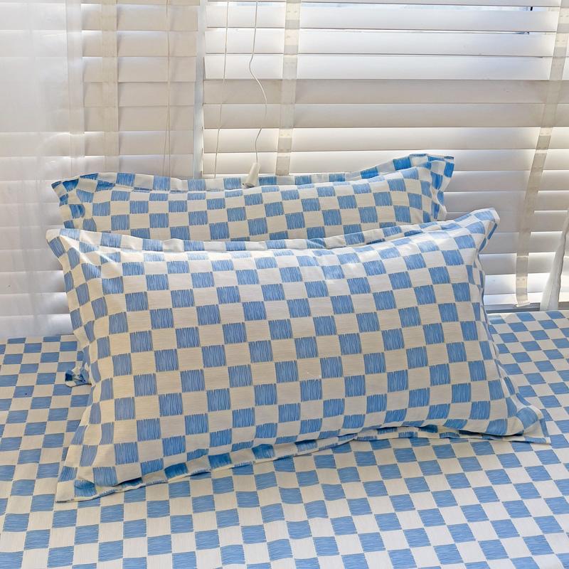 Plaid Fitted Sheet Simple Style Single/Queen/King Bedroom Home Bed Sheet Mattress Cover Pad Bedsheet ( Pillowcase Can Order )