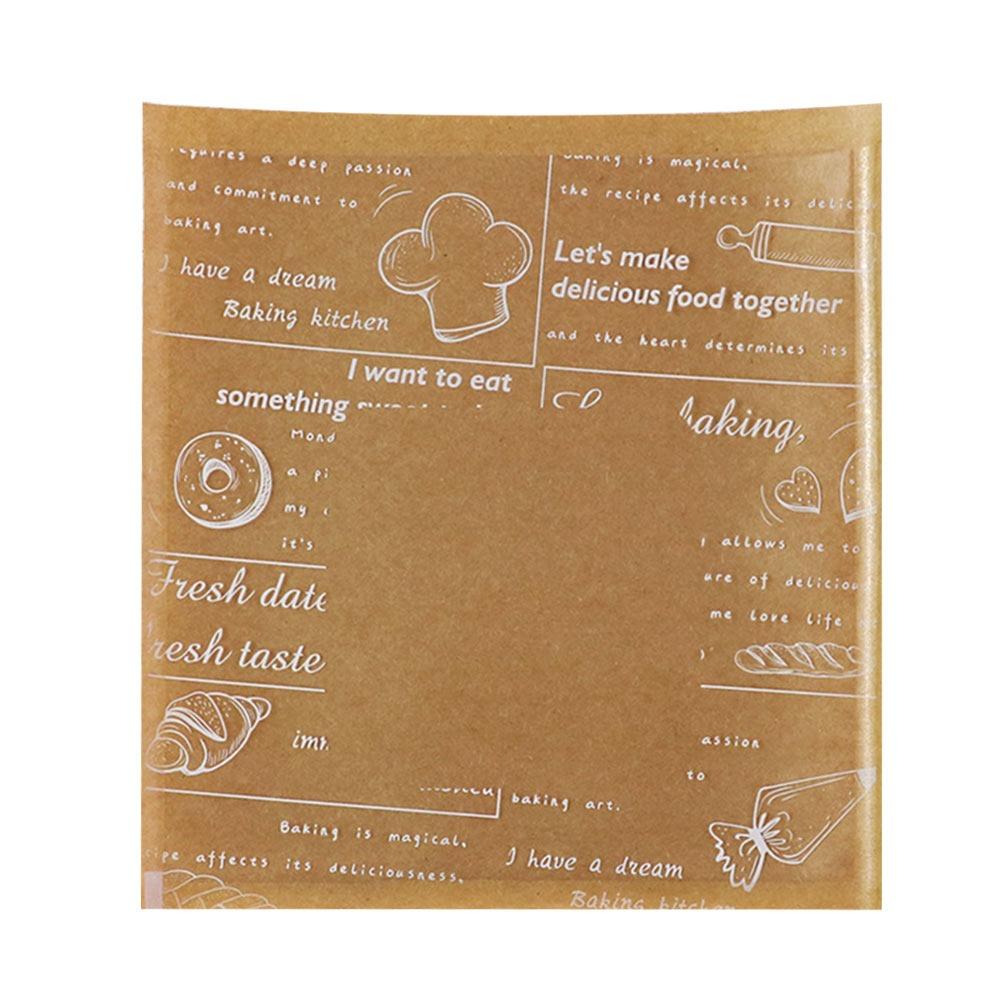 

100PCS Cartoon Pattern Food Packaging Bag Heat-resistant Transparent Window Kraft Paper Packing Bag Kraft Paper Oil Resistant