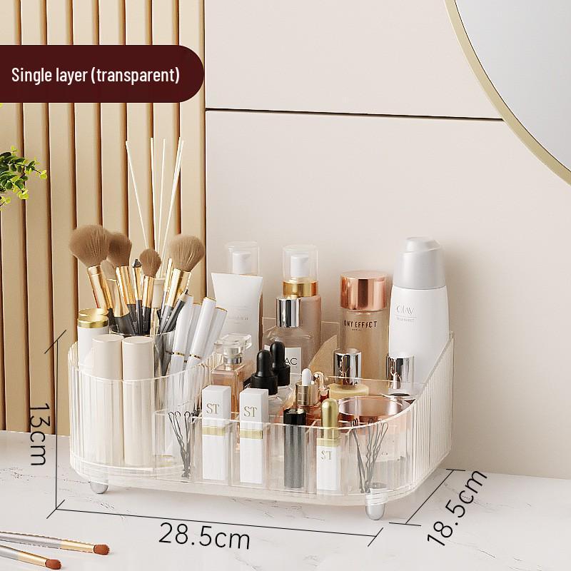 High-Capacity Cosmetic Storage Box: Dustproof Makeup and Skincare Organizer for Dormitory Dressing Table
