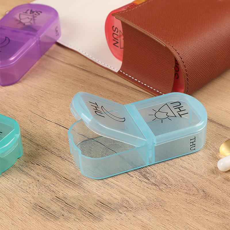 Medicine 14 Compartment Pill Box Storage Box Portable Plastic Container Box 7 Days Weekly Morning And Evening Travel Pill Box