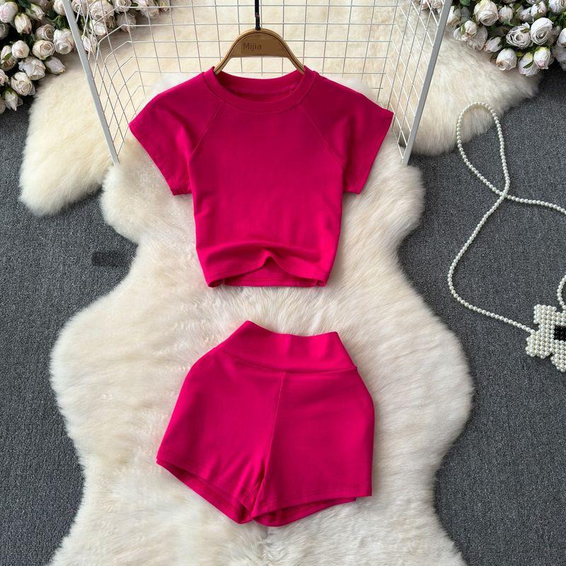 

Exercise Running Leisure Belly Contracting and Hip Lifting Fashion Suit Rose Red One size