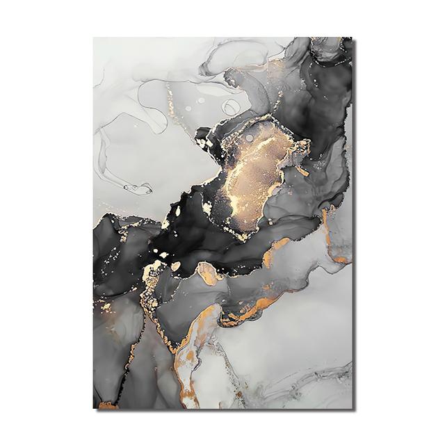 Gold Black Marble Canvas Poster Modern Abstract Wall Art Painting Nordic Posters and Prints Wall Pictures for Living Room Decor