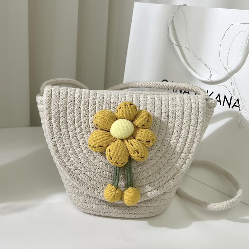 A Small Fresh Style Women's Shoulder Bag Flower Doll Decorated Coin Purse Mobile Phone Bag Woven To Make Young Ladies Love
