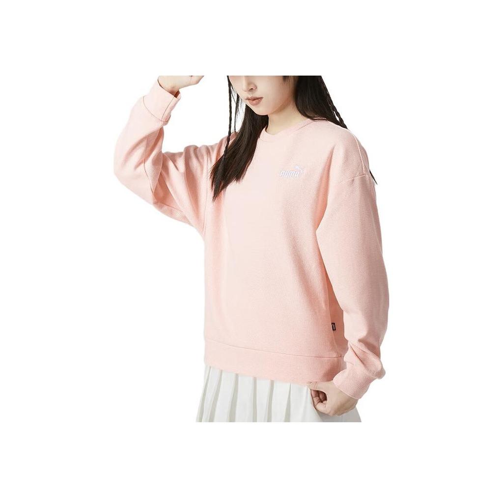Puma Logo Bestickt Sportlich Lässig Rundhals Sweatshirt Damen Sweatshirt Rosa 678444-63