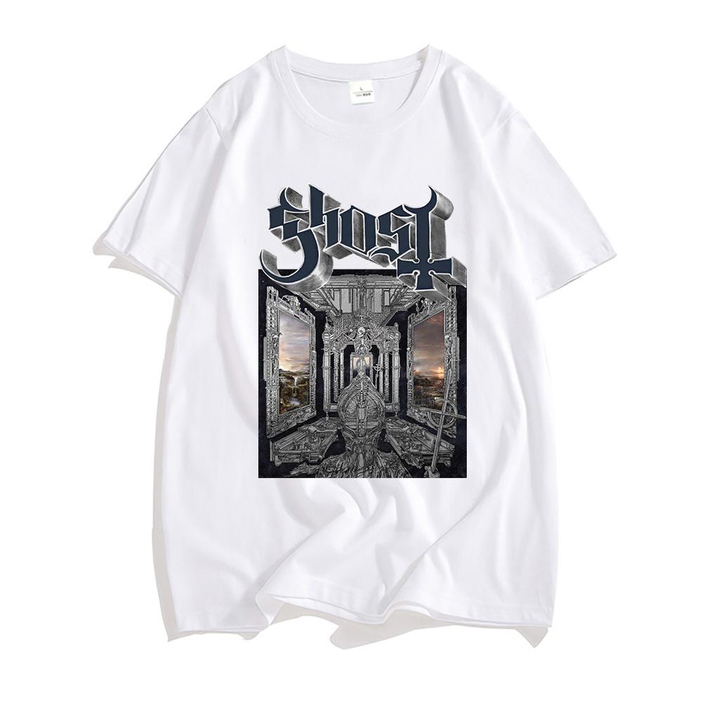 Baumwolle Sommer Herren T-Shirts Ghost Band Skeletá Satanized Album T-Shirt Heavy Metal Mode Druck T-Shirt Unisex Streetwear