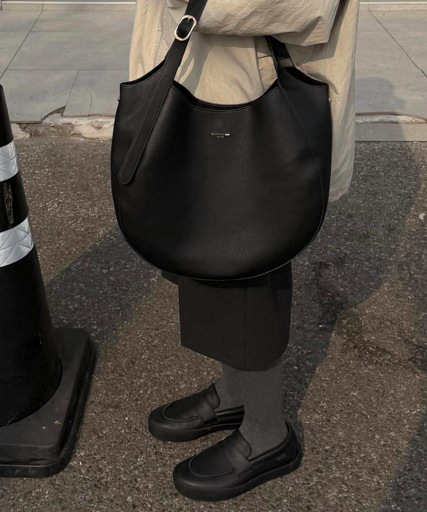 David Jones Bastille Hobo Shoulder Big Leather Bag_Black (Cm8456)