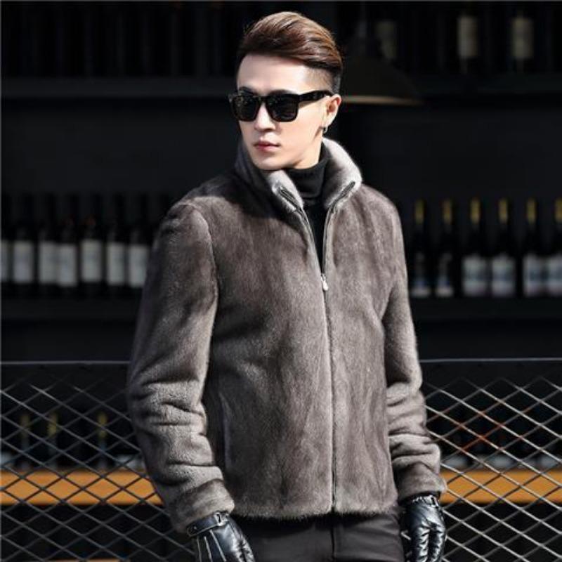 

Новая мужская шуба из искусственного меха норки, шуба из искусственного меха норки, воротник-стойка, имитация цветной норки, имитация бархата, зеленая S