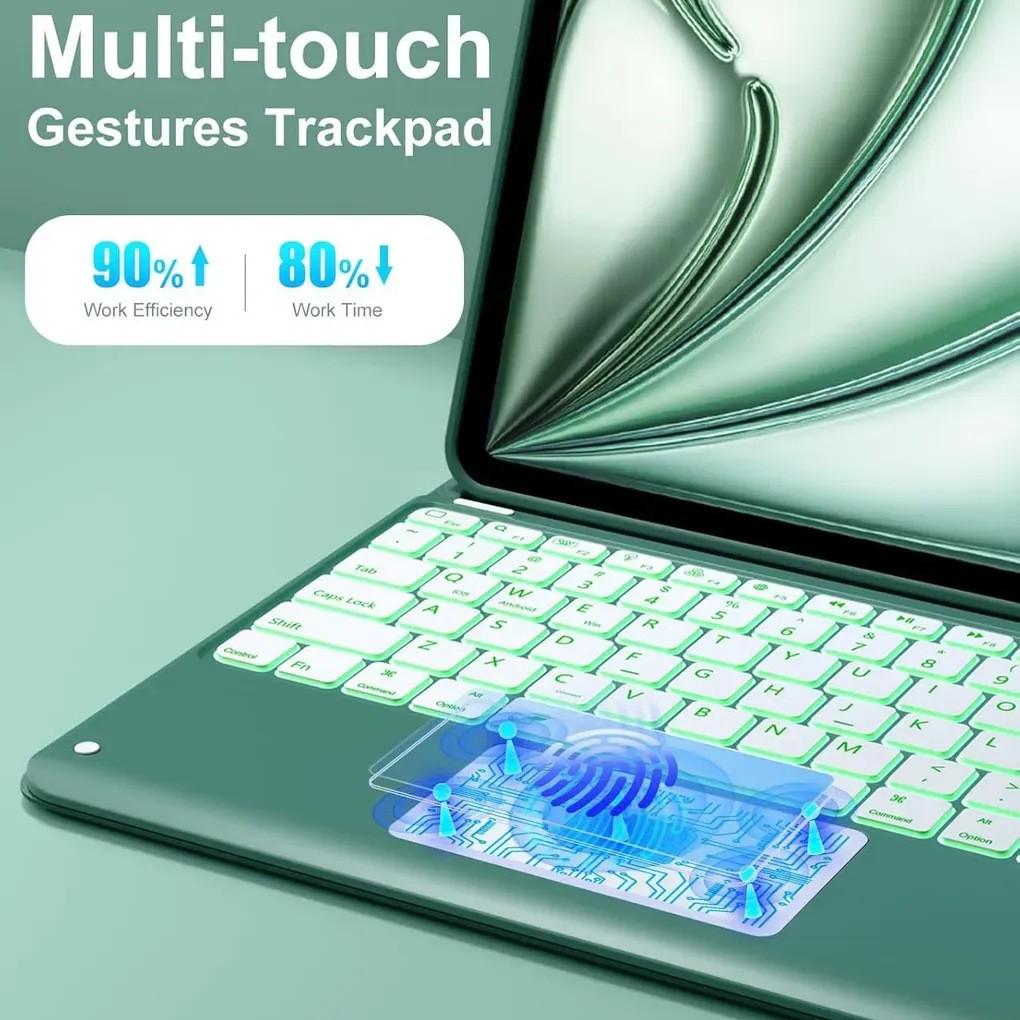 Étui Protecteur en Cuir pour Tablette iPad a16 Pro11 avec Clavier Rétroéclairé Air11 Touch et Support Magnétique pour Stylet M4