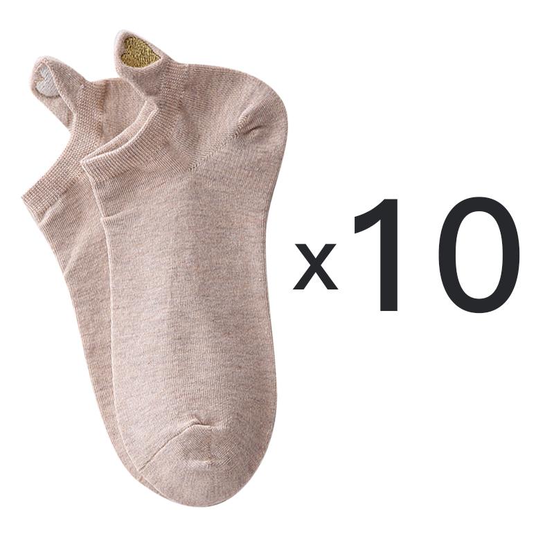 10 Pair/Lot Women's Cotton Socks Low Tube Solid Gold Silk Embroidery Heart Crown Print Kawaii White Harajuku Short Socks