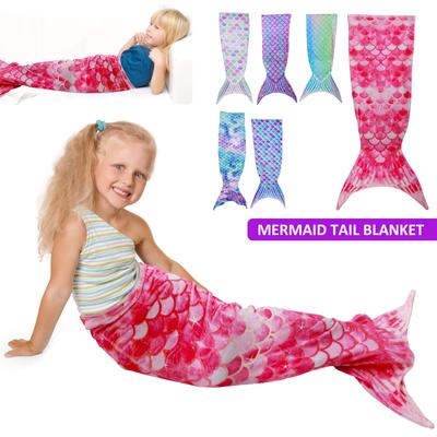 Girls Mermaid Tail Blanket 120cm Soft Flannel Sleeping Blanket Rainbow Ombre Sleep Bag Childrens Mermaid Snuggle Blanket New