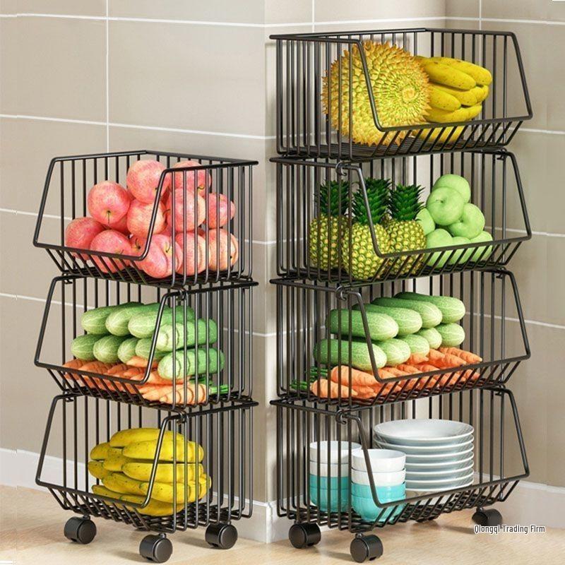 Estantería Giratoria de Pie para Cocina y Dormitorio para Frutas, Verduras y Snacks