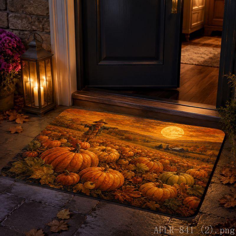 Halloween Pumpkin Ghost Door Mat Non-Slip Entry Rug Porch Party Floor Carpet Home Decor
