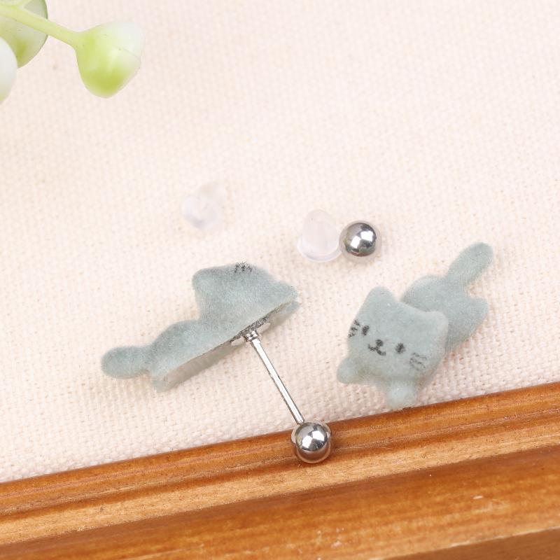 Cute Flocking Cat Earrings Adorable Kitty Stud Earrings Dainty Trendy Animal Jewelry For Women Unique Gift For Cat Lovers