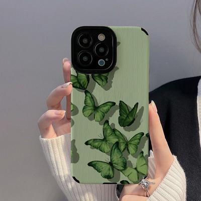 Etui na telefon z zielonym motylem dla Iphone 14 Pro Max 13 11 12 ochrona aparatu odporna na wstrząsy obudowa zderzaka dla Iphone Xr X Xs 7 8 Plus